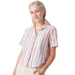Marine Layer Talia Short-Sleeve Striped Button-Up Shirt Women Multicolor Size XS